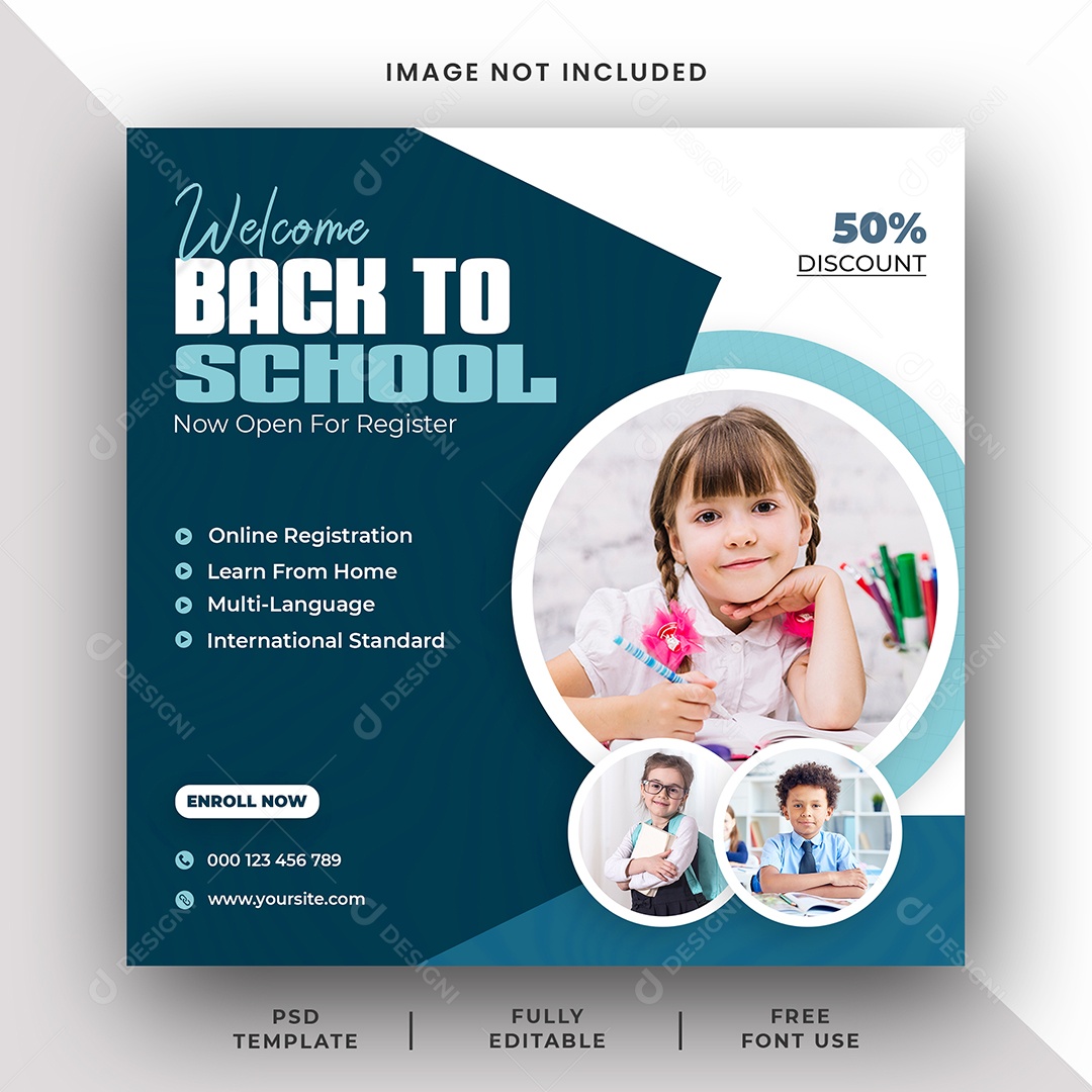 Escola de Admissão Social Media PSD Editável