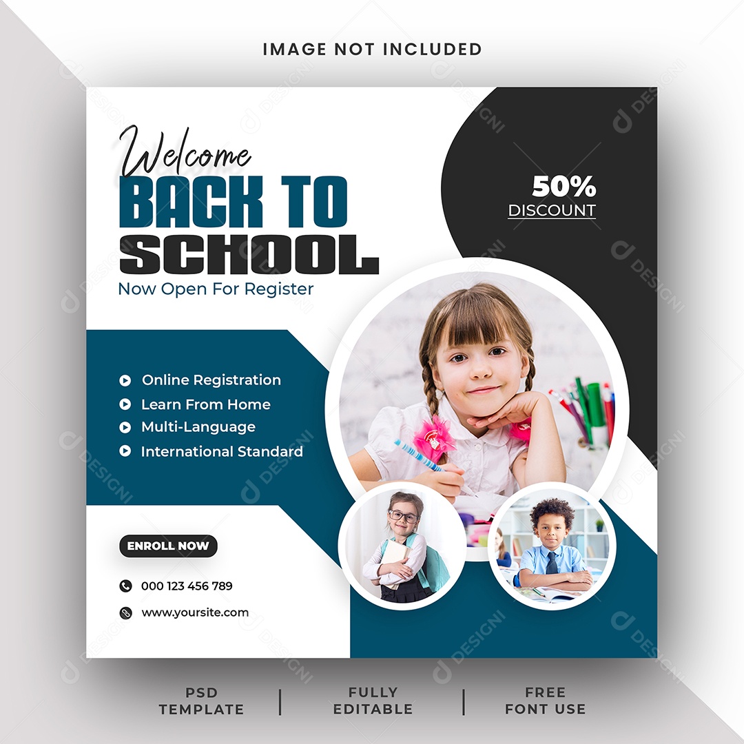 Escola de Admissão Social Media PSD Editável