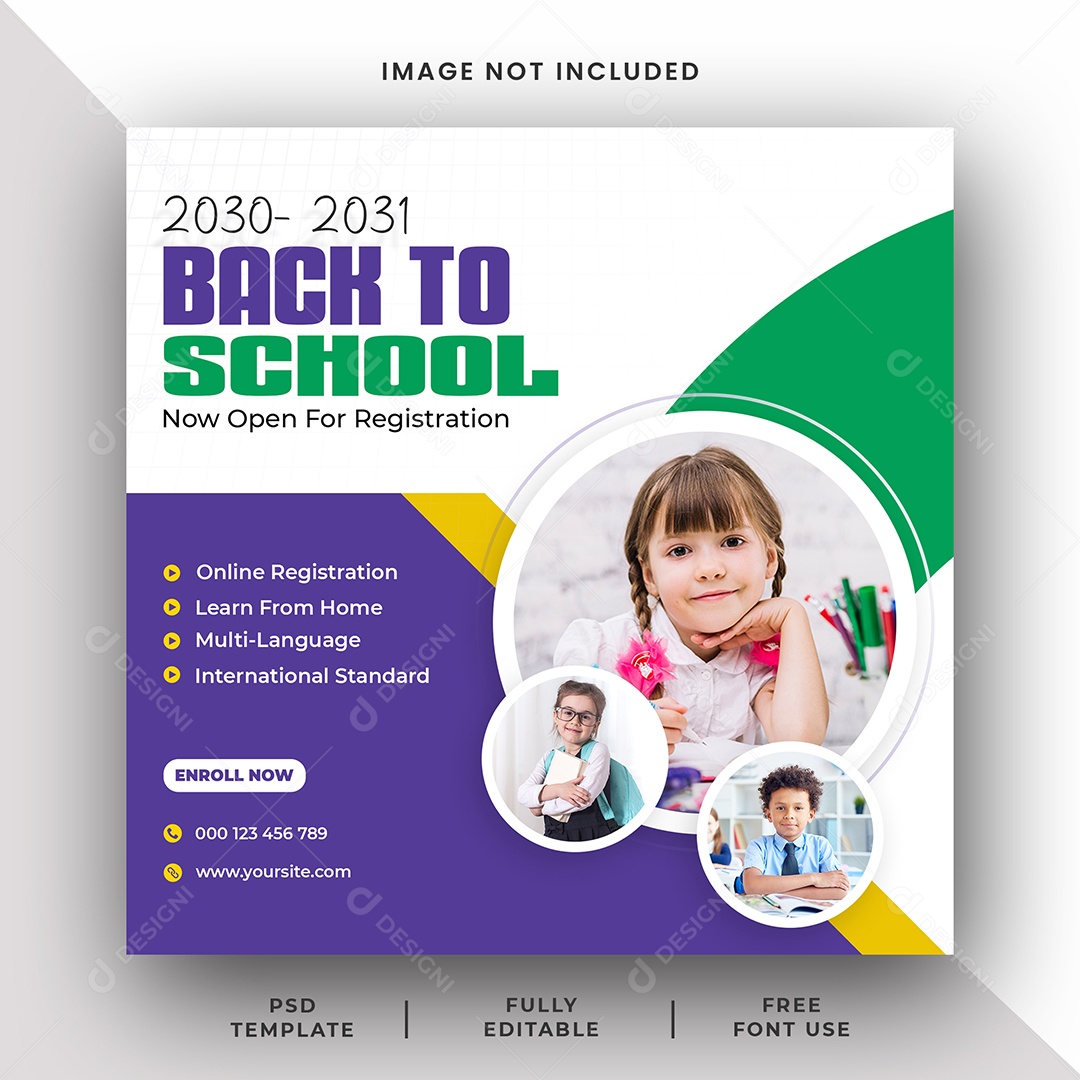 Escola de Admissão Social Media PSD Editável