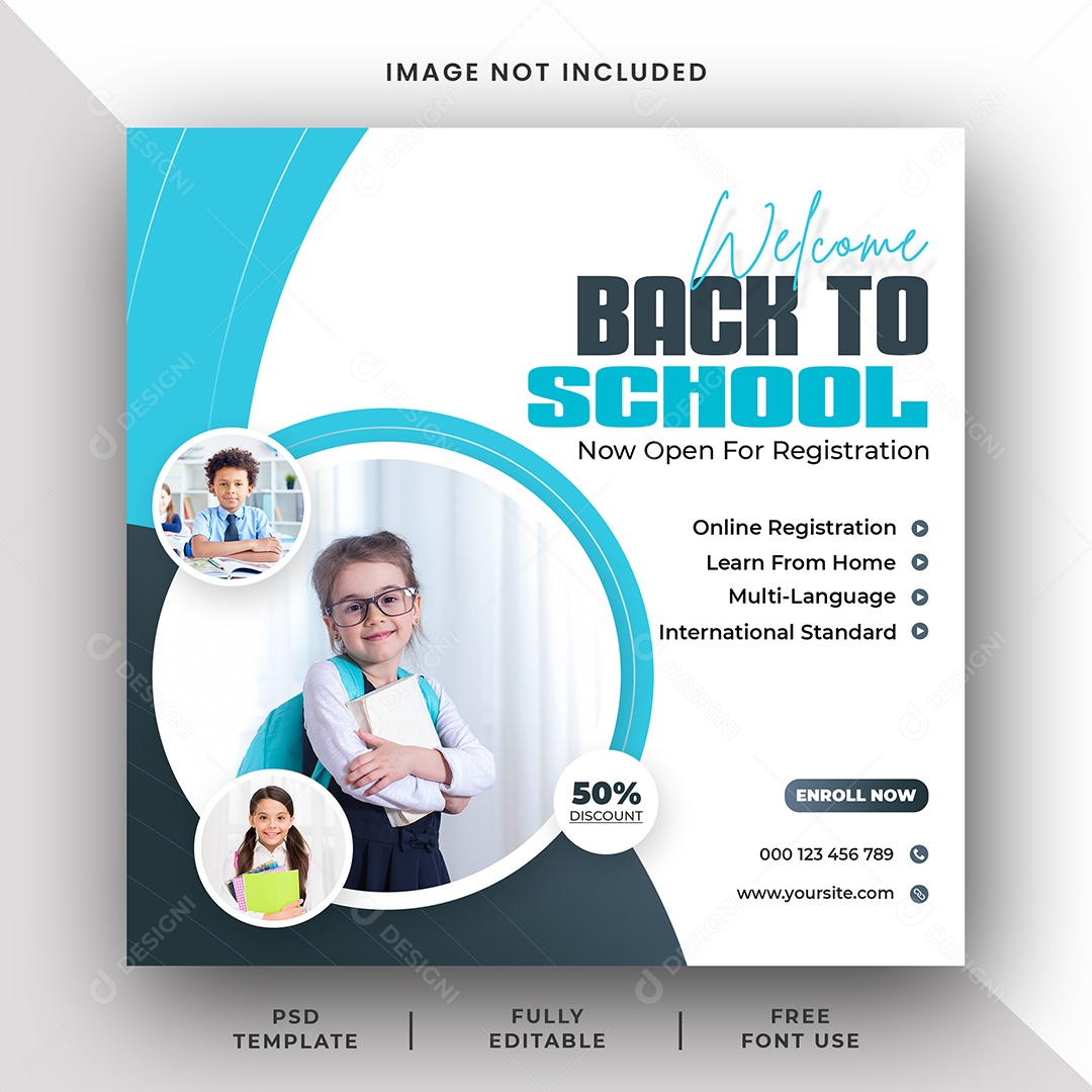 Escola de Admissão Social Media PSD Editável