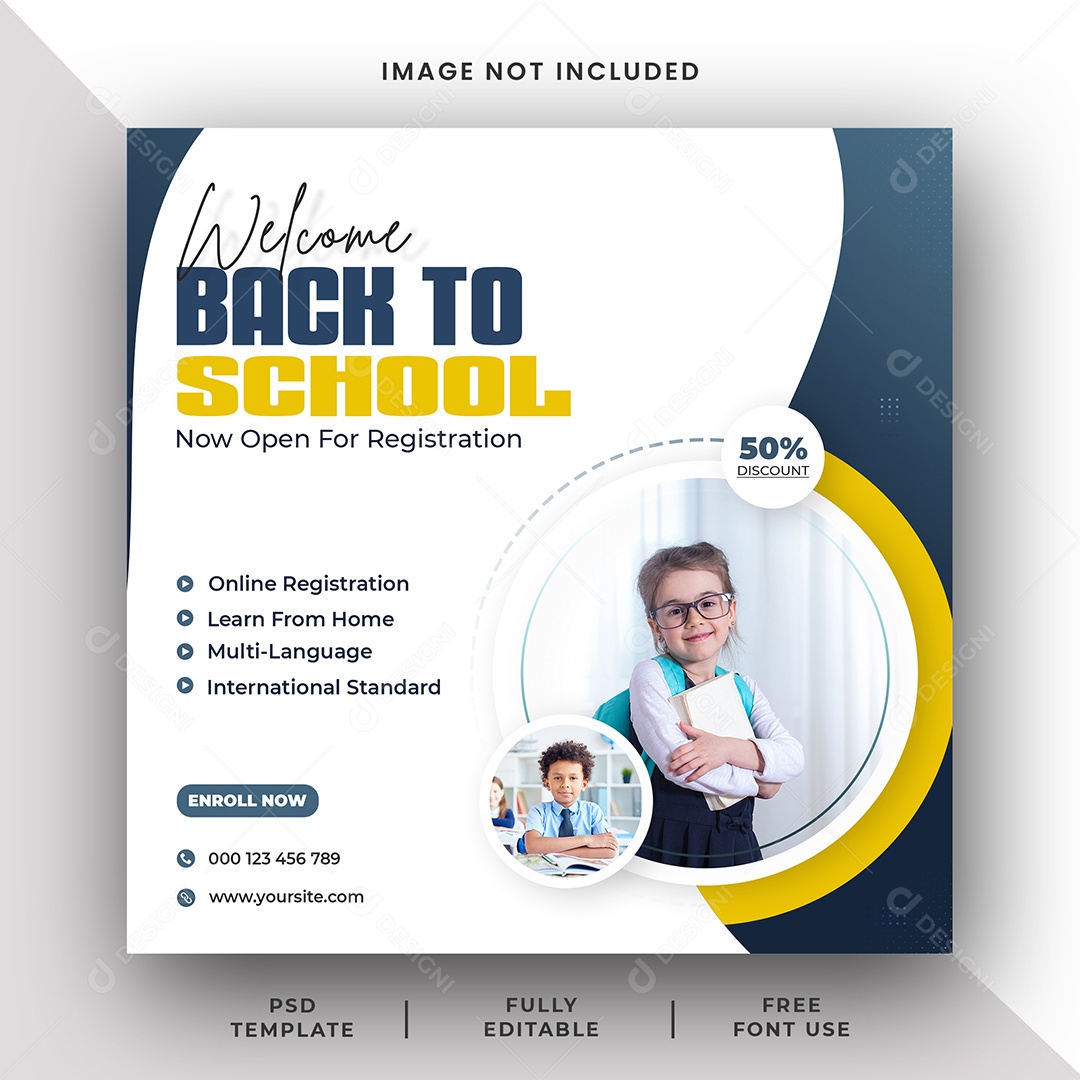 Escola de Admissão Social Media PSD Editável