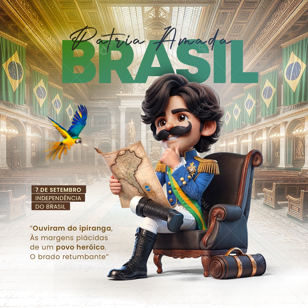 Dia da Independência do Brasil 07 de Setembro Ouviram do Ipiranga Social Media PSD Editável