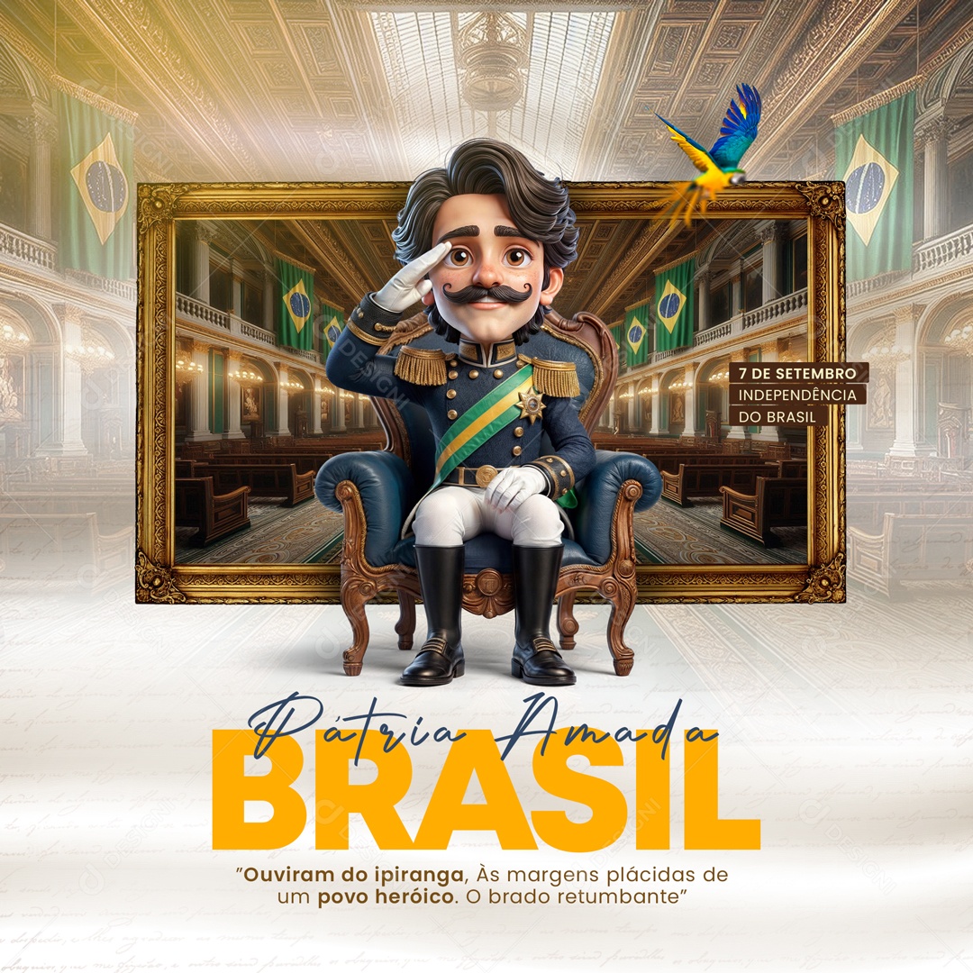 Dia da Independência do Brasil 07 de Setembro Pátria Amada Social Media PSD Editável