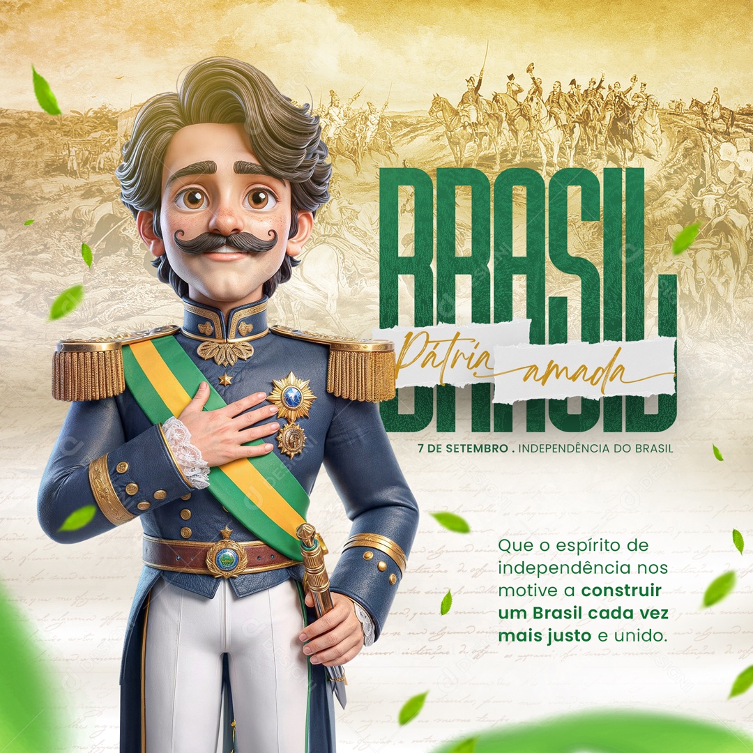 Dia da Independência do Brasil 07 de Setembro que o Inspire nos Motive Social Media PSD Editável