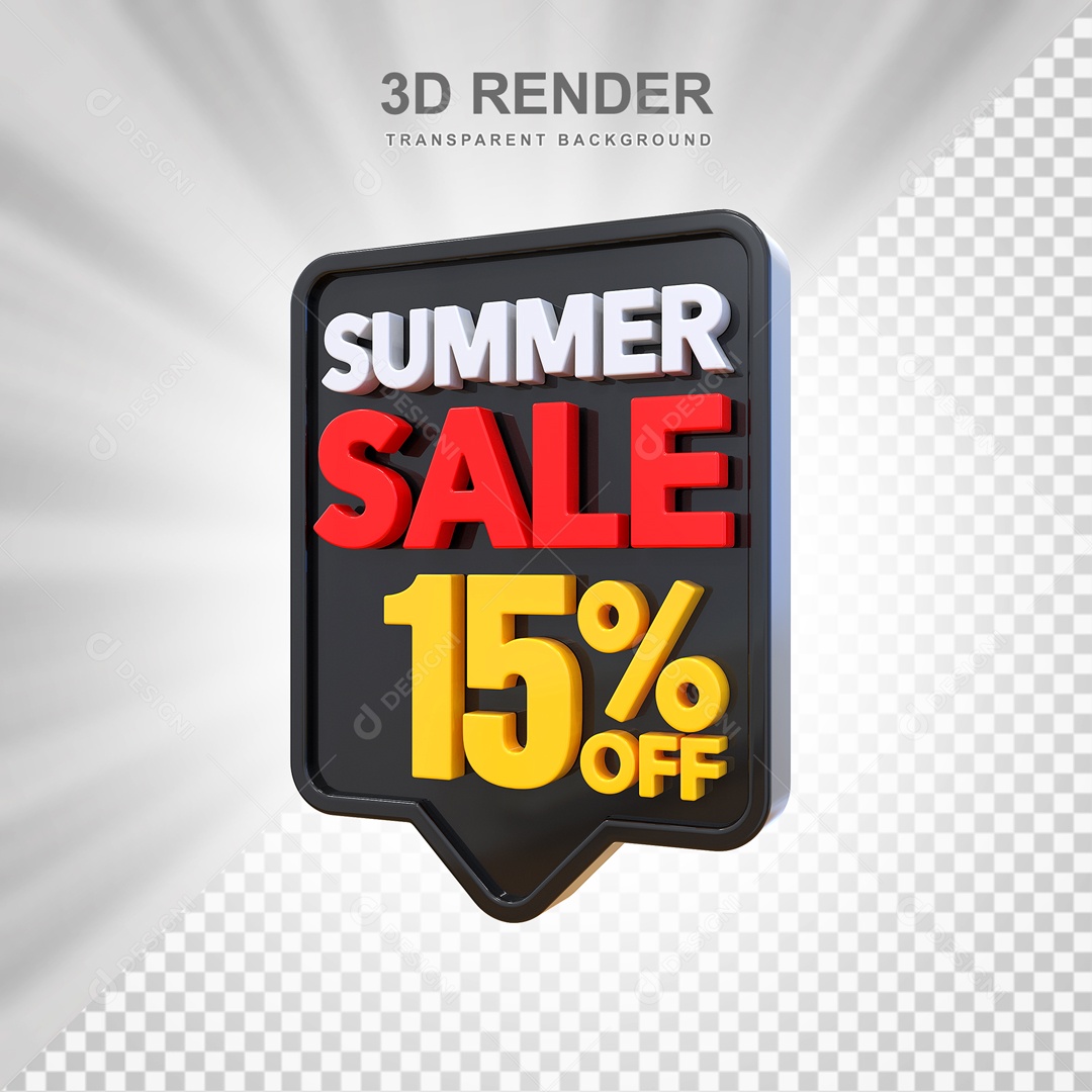 Liquidação de Verão 15% Selo 3D para Composição PSD