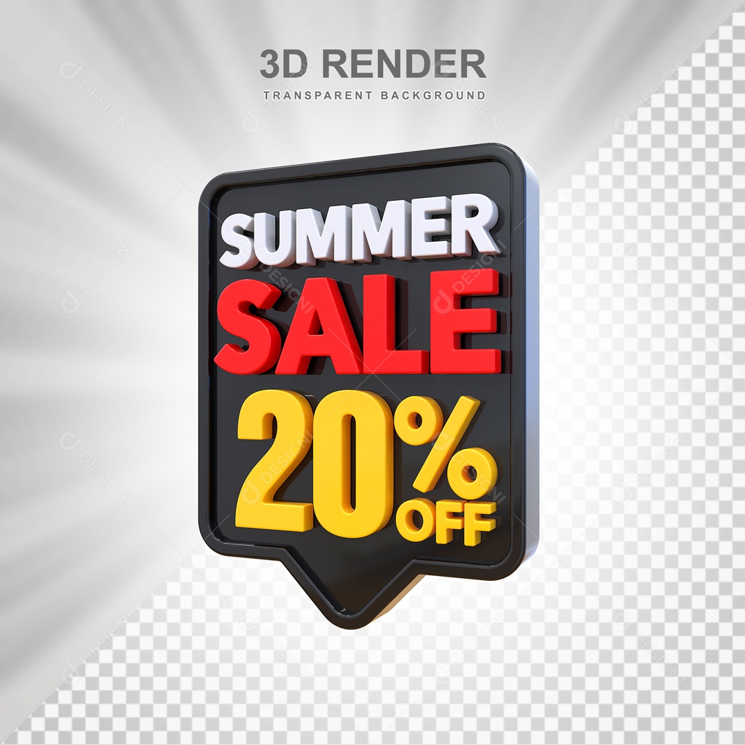Liquidação de Verão 20% Selo 3D para Composição PSD