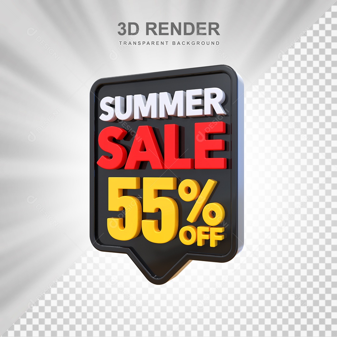 Liquidação de Verão 55% Selo 3D para Composição PSD