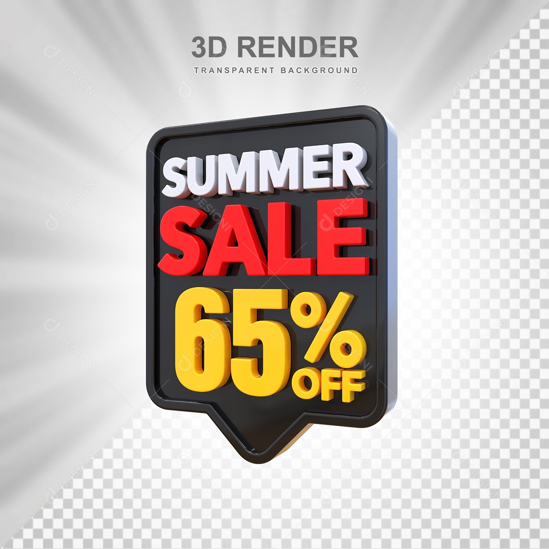 Liquidação de Verão 65% Selo 3D para Composição PSD