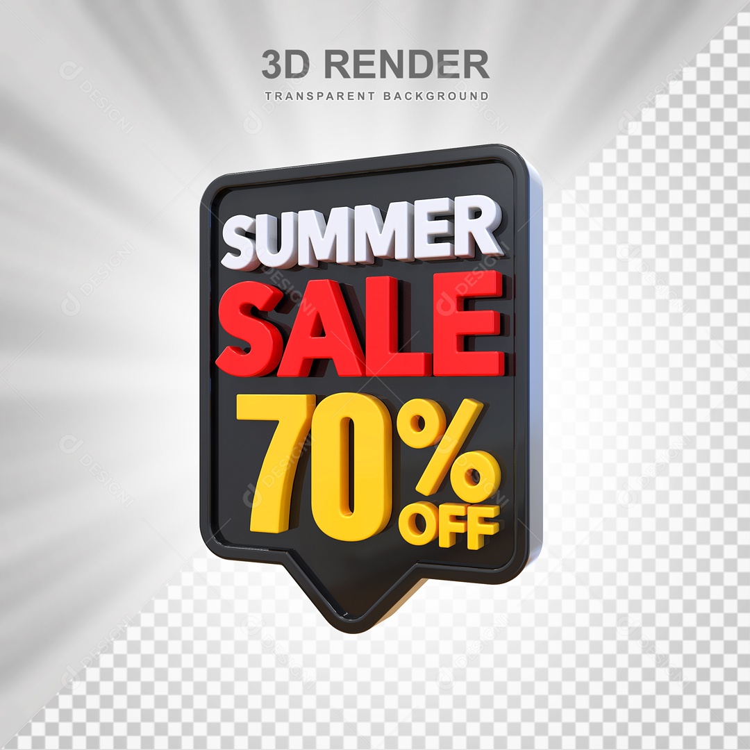 Liquidação de Verão 70% Selo 3D para Composição PSD