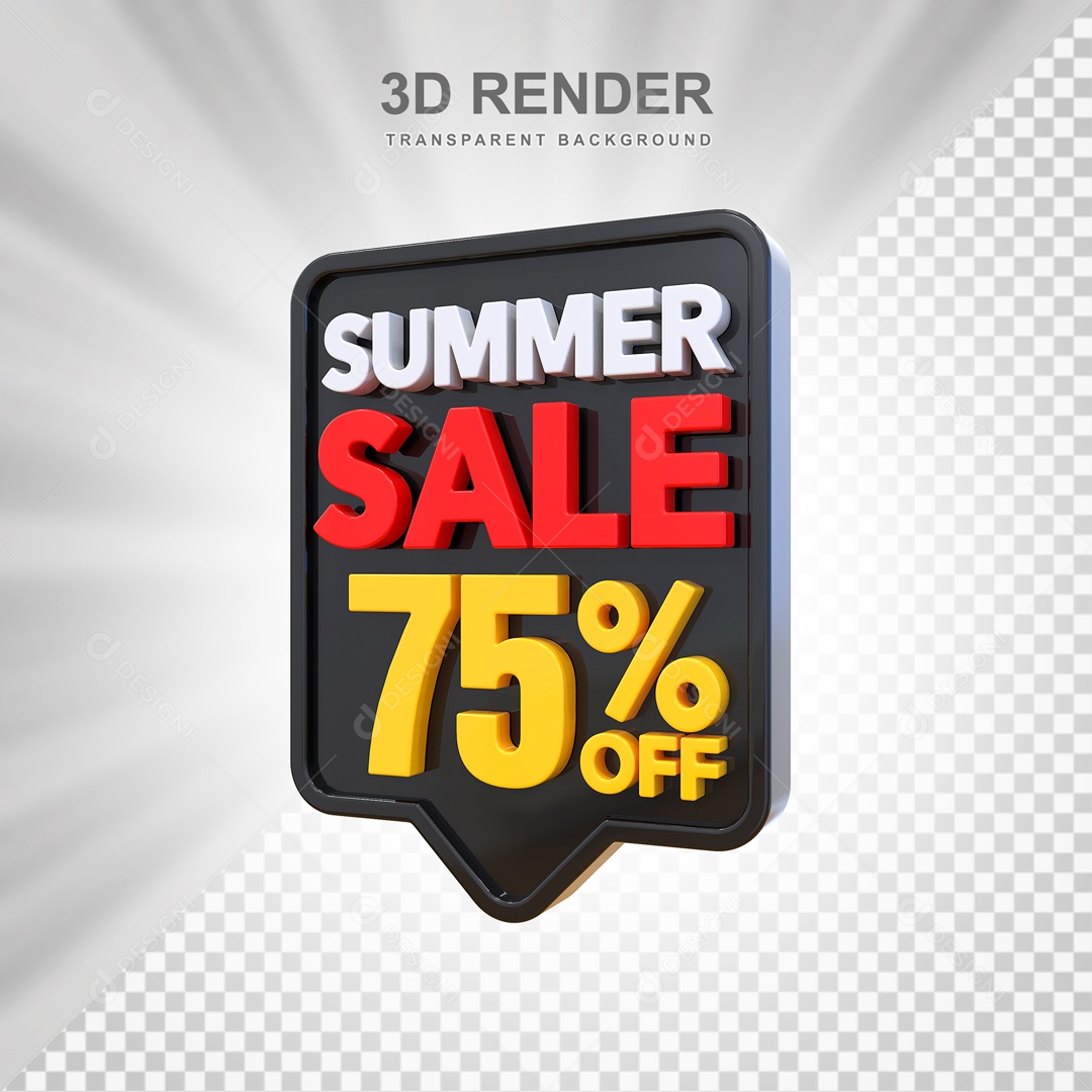 Liquidação de Verão 75% Selo 3D para Composição PSD