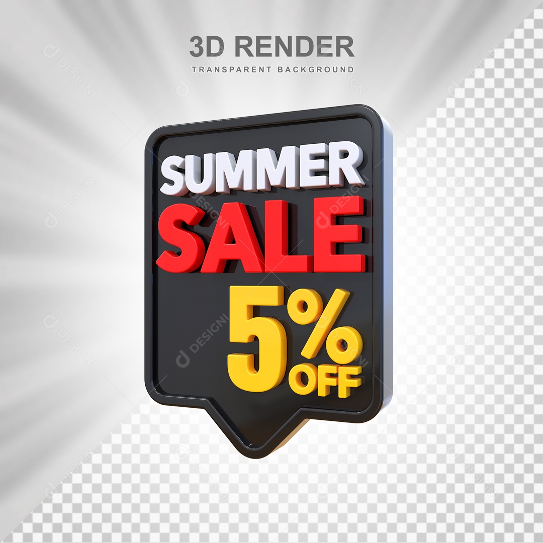 Liquidação de Verão 5% Selo 3D para Composição PSD