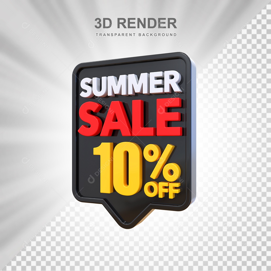 Liquidação de Verão 10% Selo 3D para Composição PSD