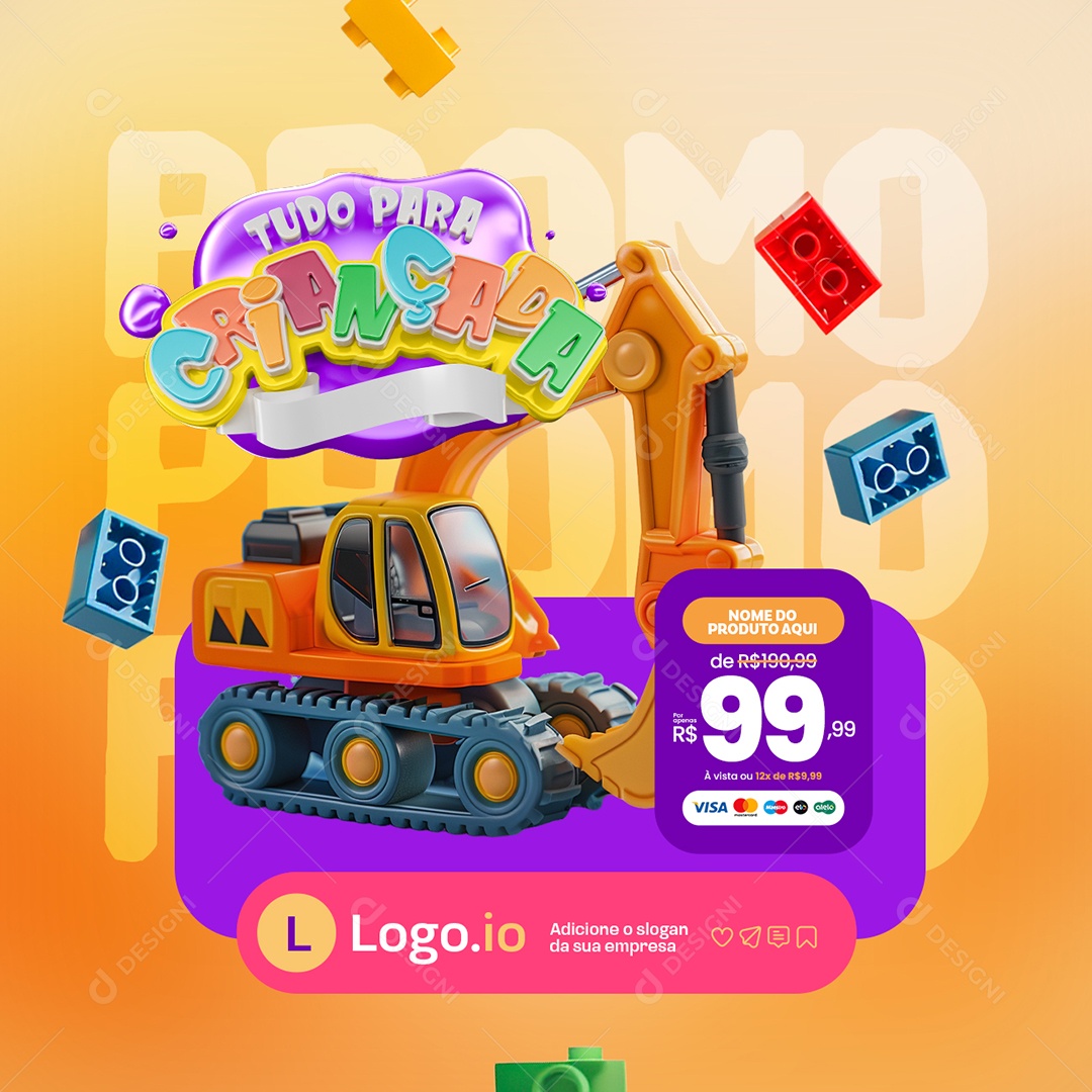 Loja de Brinquedos Tudo para Crianças Social Media PSD Editável