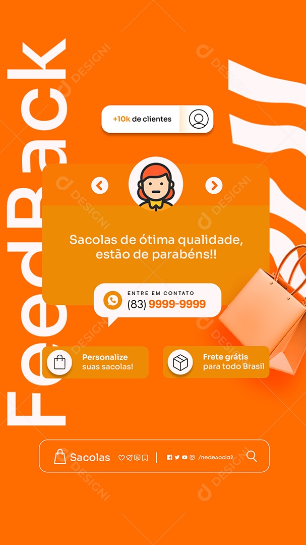 Story  Embalagens Feedback Sacolas de Ótima Qualidade Social Media PSD Editável