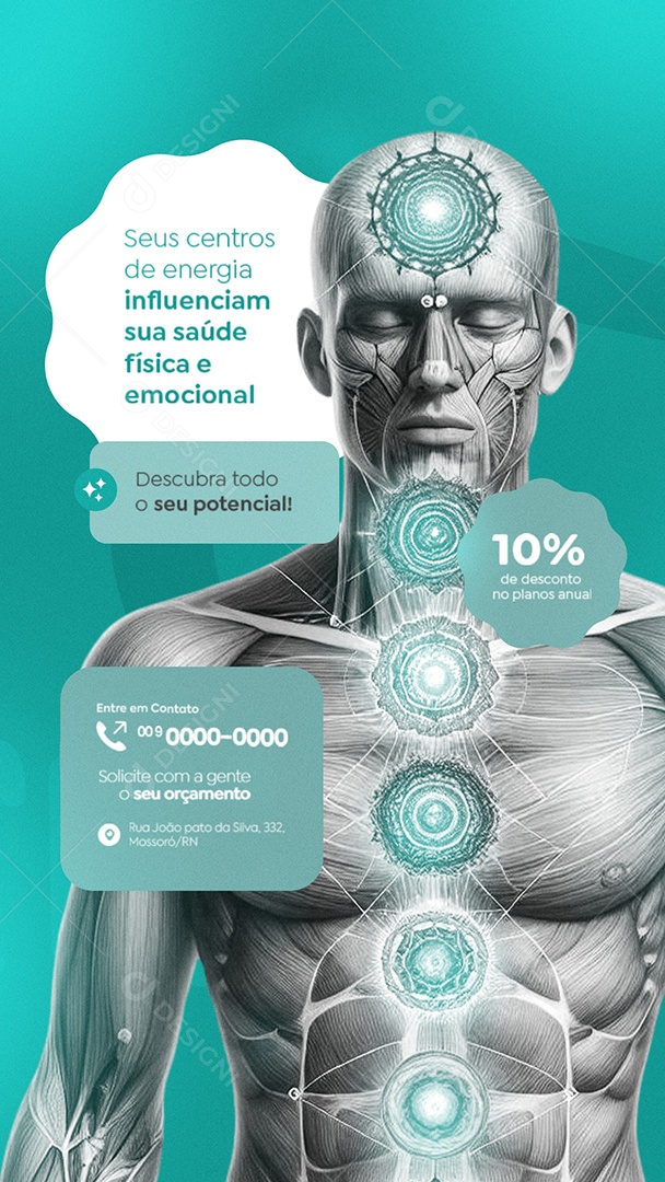 Story Terapia Seus Centros de Energia Influenciam Social Media PSD Editável