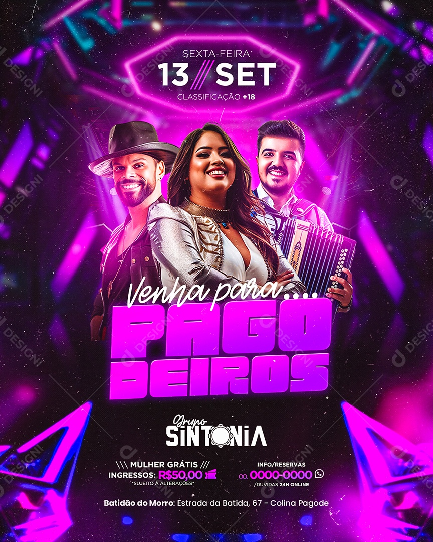 Flyer Venha para Pagodeiros Social Media PSD Editável