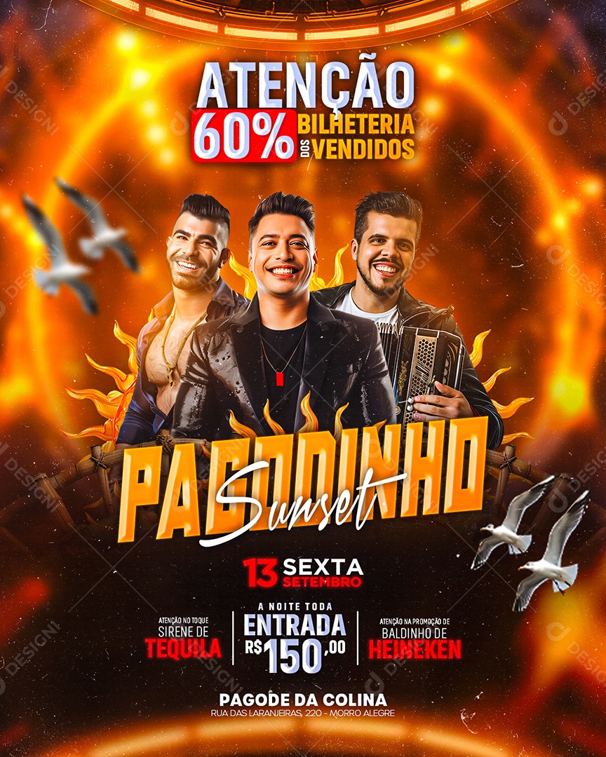 Flyer Pagodinho Sunset Social Media PSD Editável