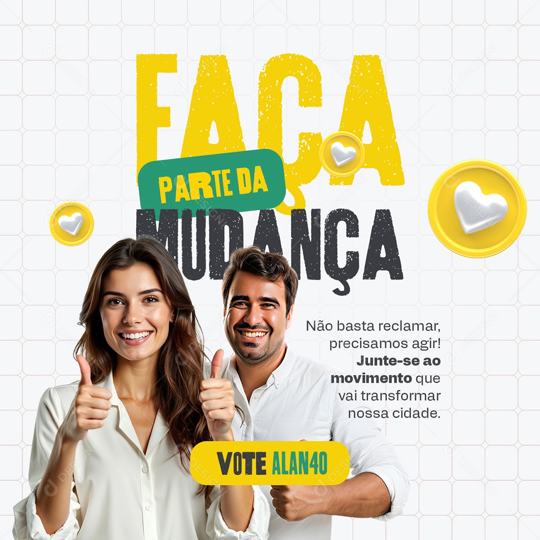 Política Faça Parte da Mudança Social Media PSD Editável