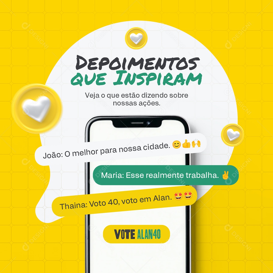 Política Depoimentos Que Inspiram Social Media PSD Editável