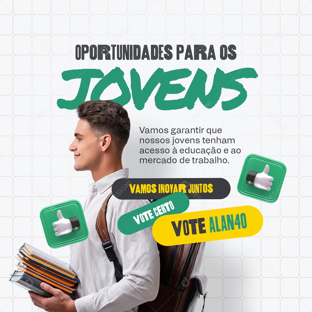 Política Oportunidades para Os Jovens Social Media PSD Editável