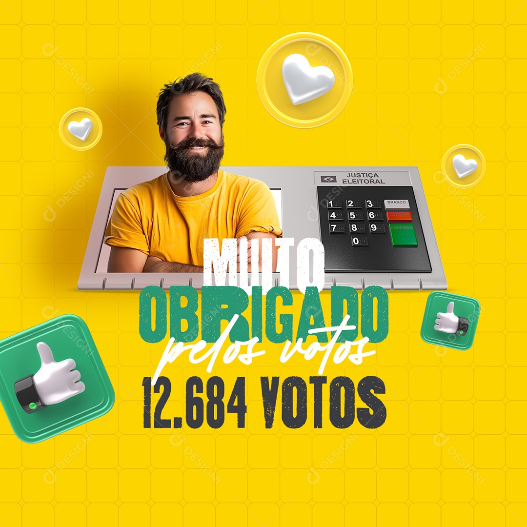 Política Muito Obrigado Pelos Votos Social Media PSD Éditável