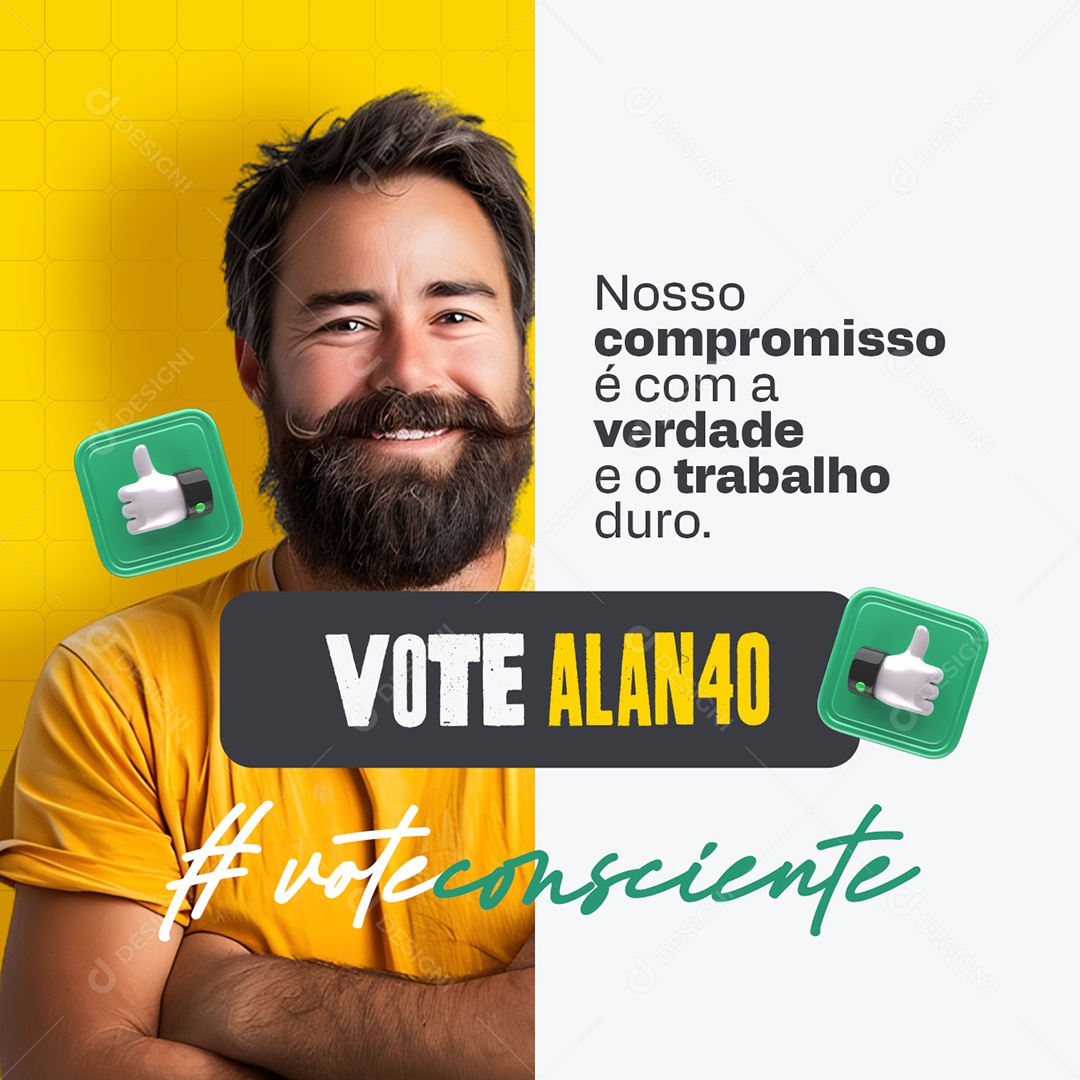 Política Vote Alan Social Media PSD Editável