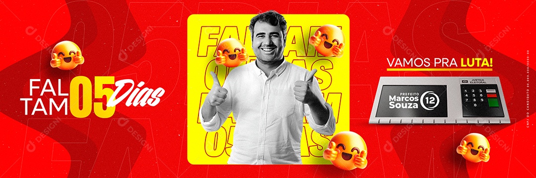 Carrossel Política Prefeito Marcos Souza Vamos Pra Luta Social Media PSD Editável