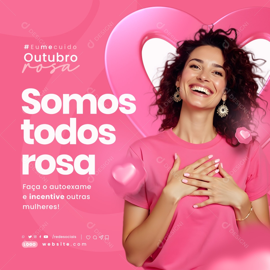 Outubro Rosa Faça o Autoexame Social Media PSD Editável
