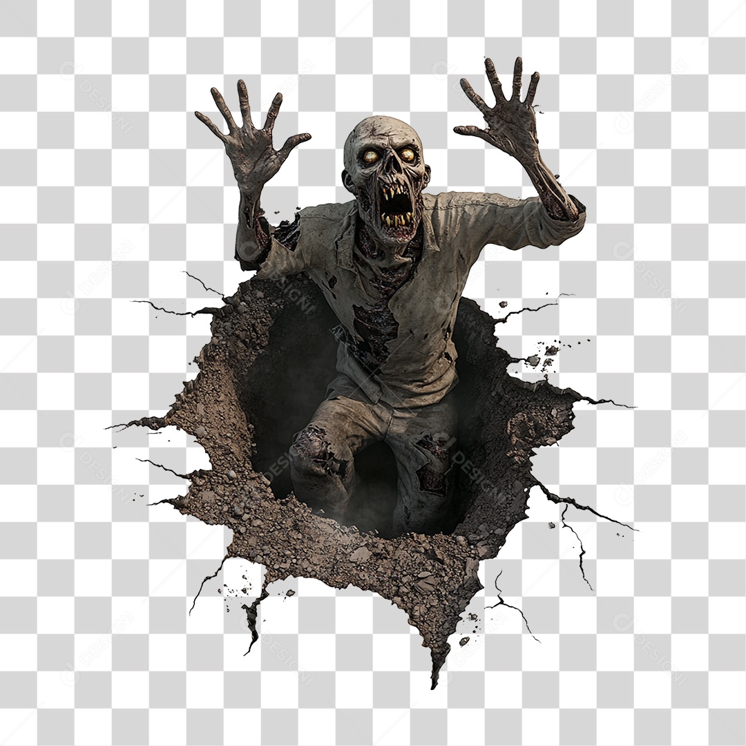 3D Element Halloween PNG Zombie Transparent
