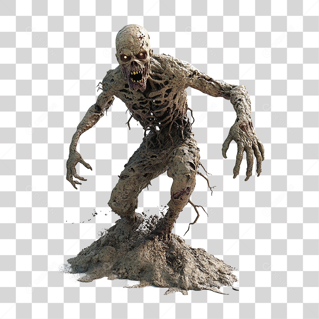 Elemento 3D Zumbi de Halloween PNG Transparente