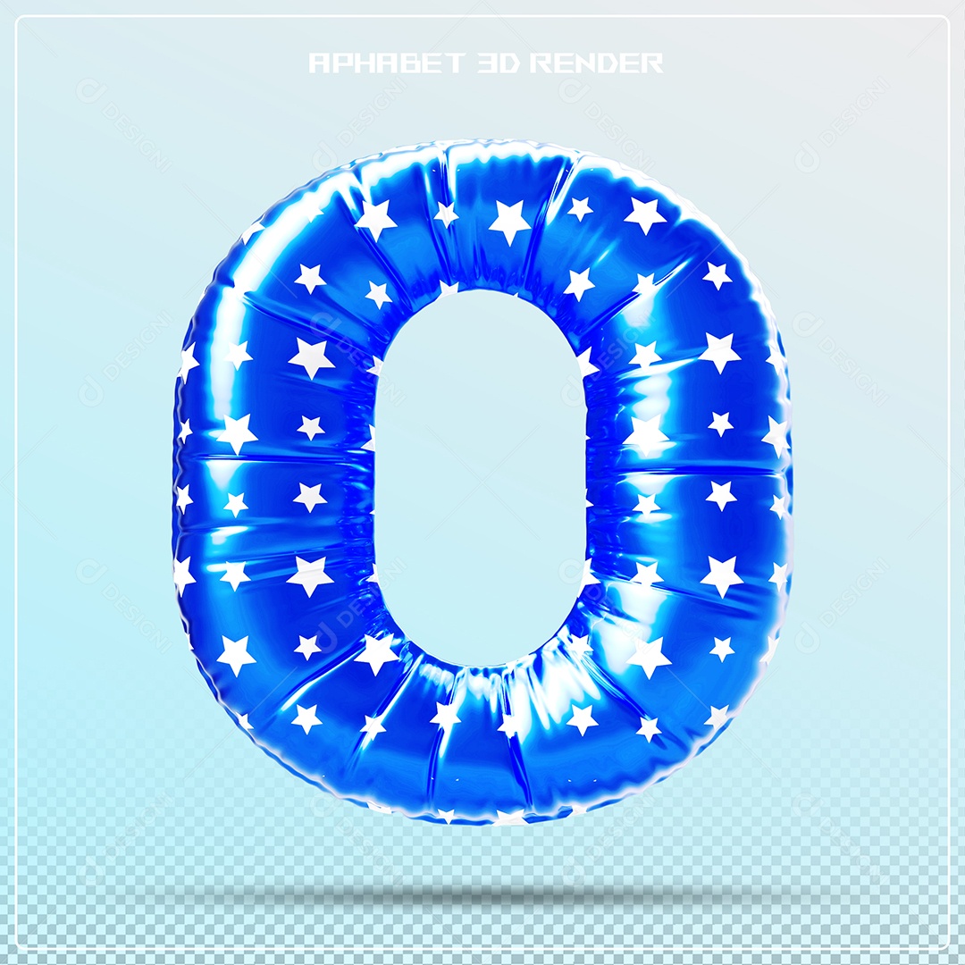 Letra 3D O Balão Azul Para Composição PSD