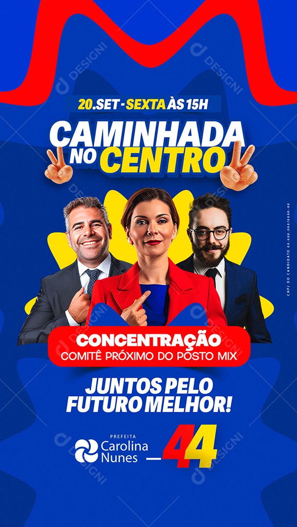 Story Política Caminhada no Centro Social Media PSD Editável