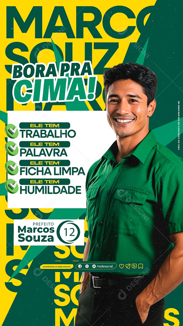 Story Política Prefeito Marcos Souza Social Media PSD Editável
