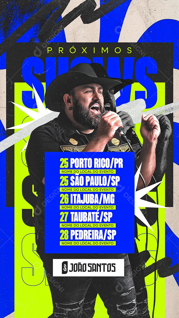 Story Flyer Próximos Shows João Santos Social Media PSD Editável
