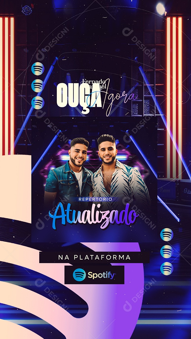 Story Flyer Ouça Agora Fernado e Samuel Repertório Atualizado Social Media PSD Editável
