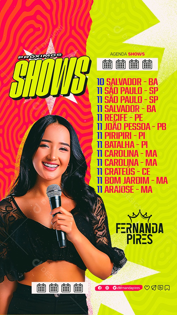 Story Flyer Próximos Shows Fernanda Pires Social Media PSD Editável
