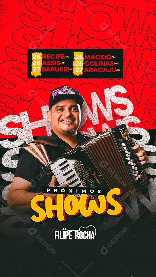 Story Flyer Próximos Shows Felipe Rocha Social Media PSD Editável