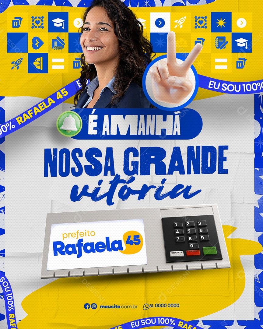 Política é Amanhã nossa Grande Vitória Social Media PSD Editável