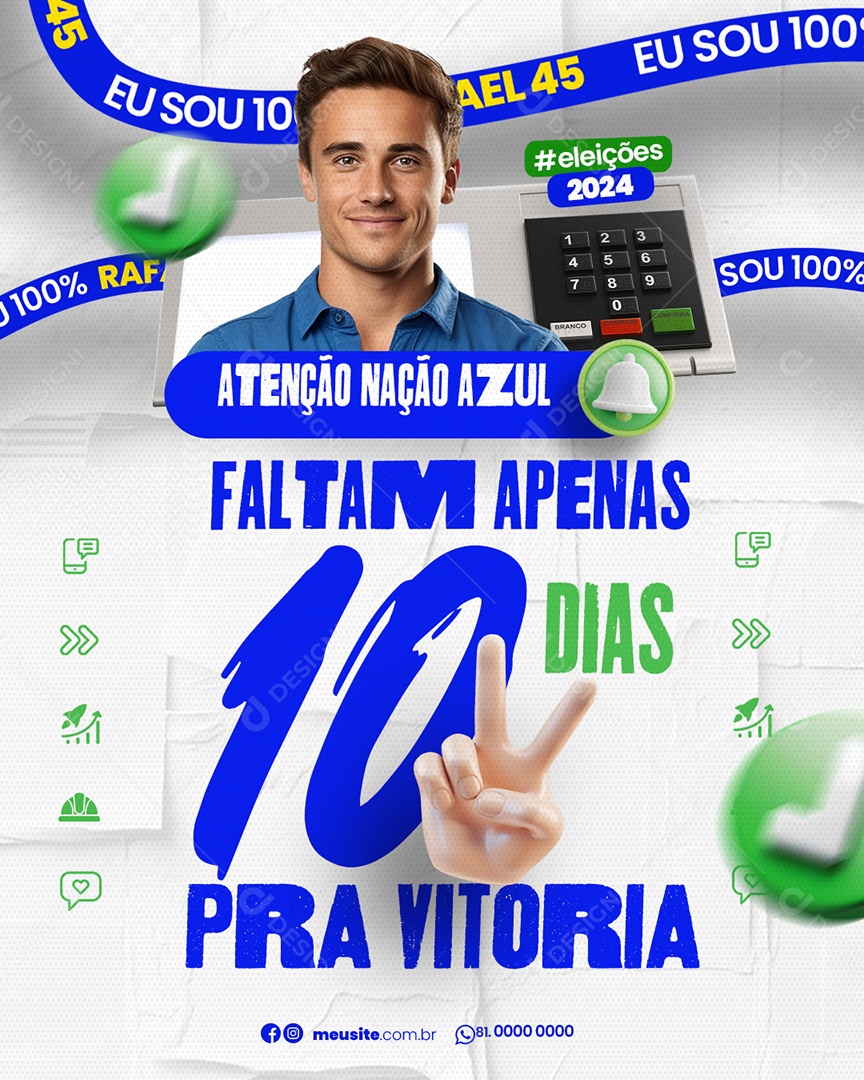 Política Atenção Nação Azul Faltam Apenas 10 Dias Social Media PSD Editável