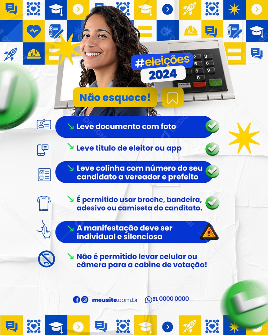 Política Checklist Eleições 2024 Social Media PSD Editável