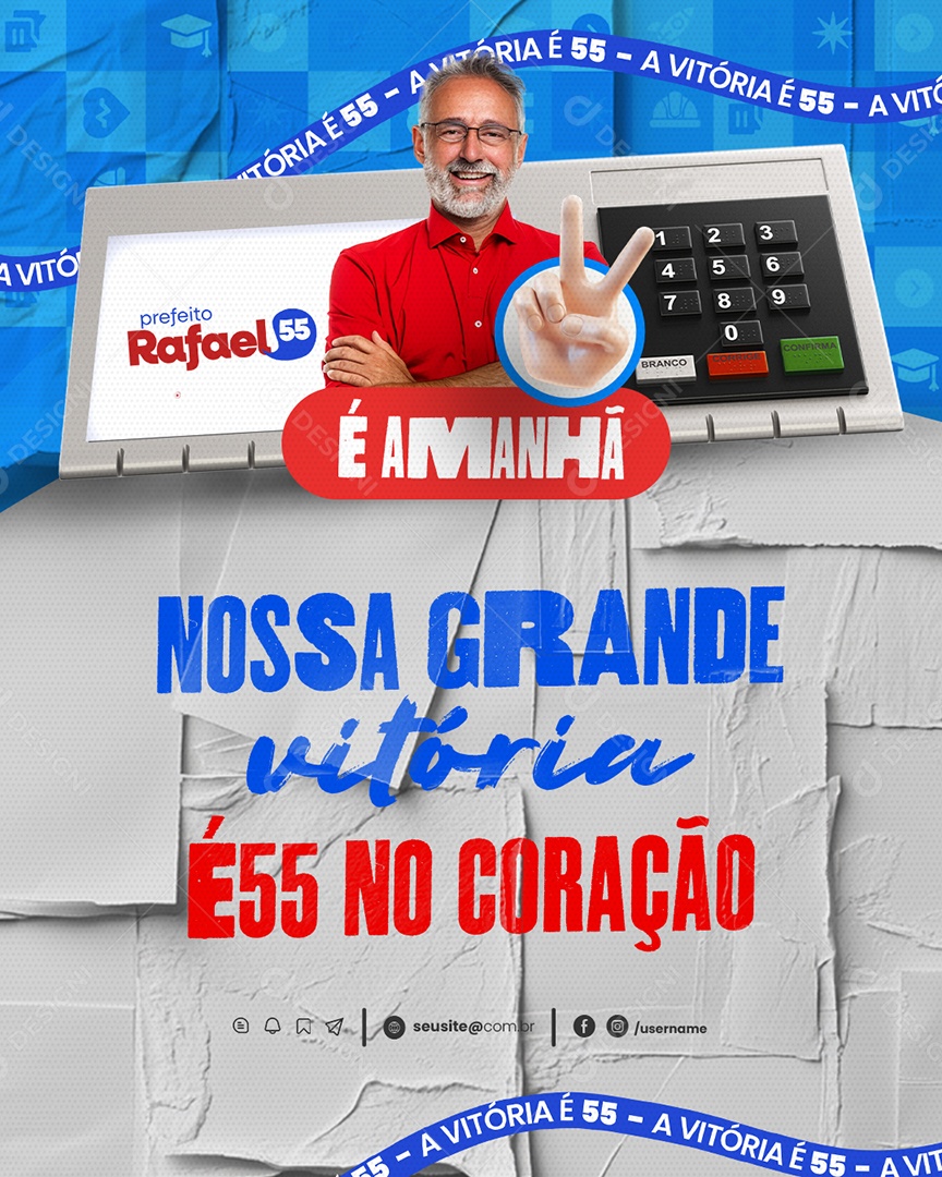 Política Eleição Canditado Cinquenta e Cinco Social Media PSD Editável