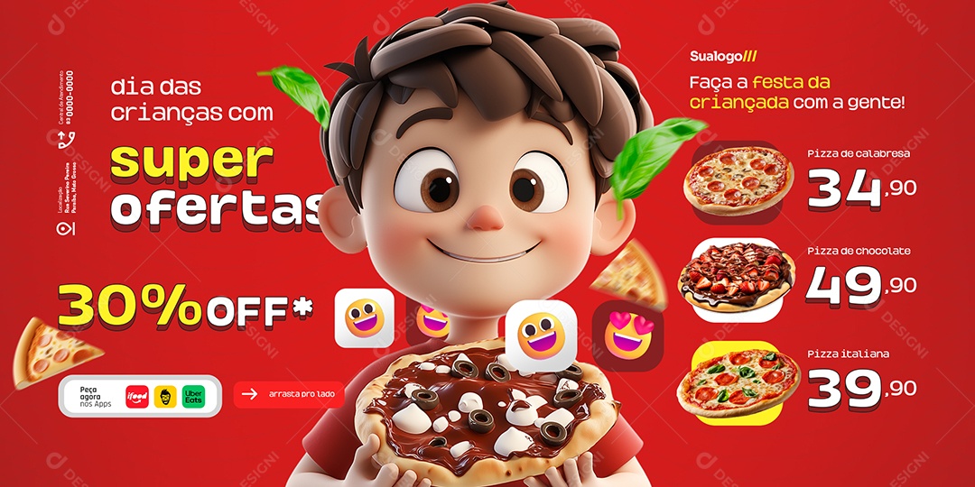 Carrossel Pizzaria Super Ofertas Social Media PSD Editável