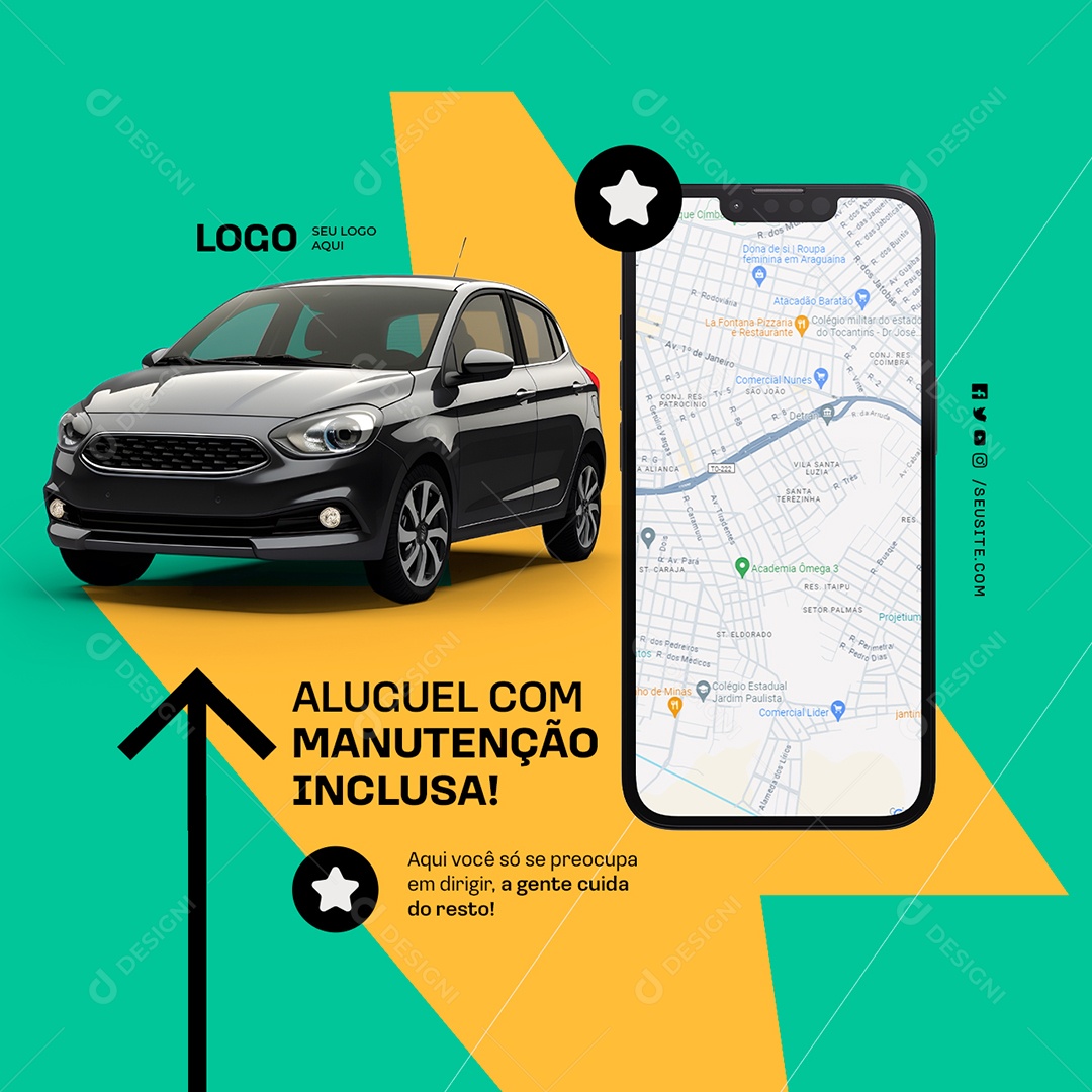 Uber Aluguel com Manutenção Inclusa Social Media PSD Editável