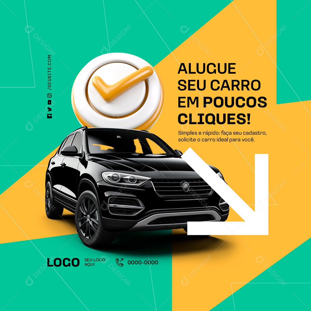 Uber Alugue seu Carro em Poucos Cliques Social Media PSD Editável