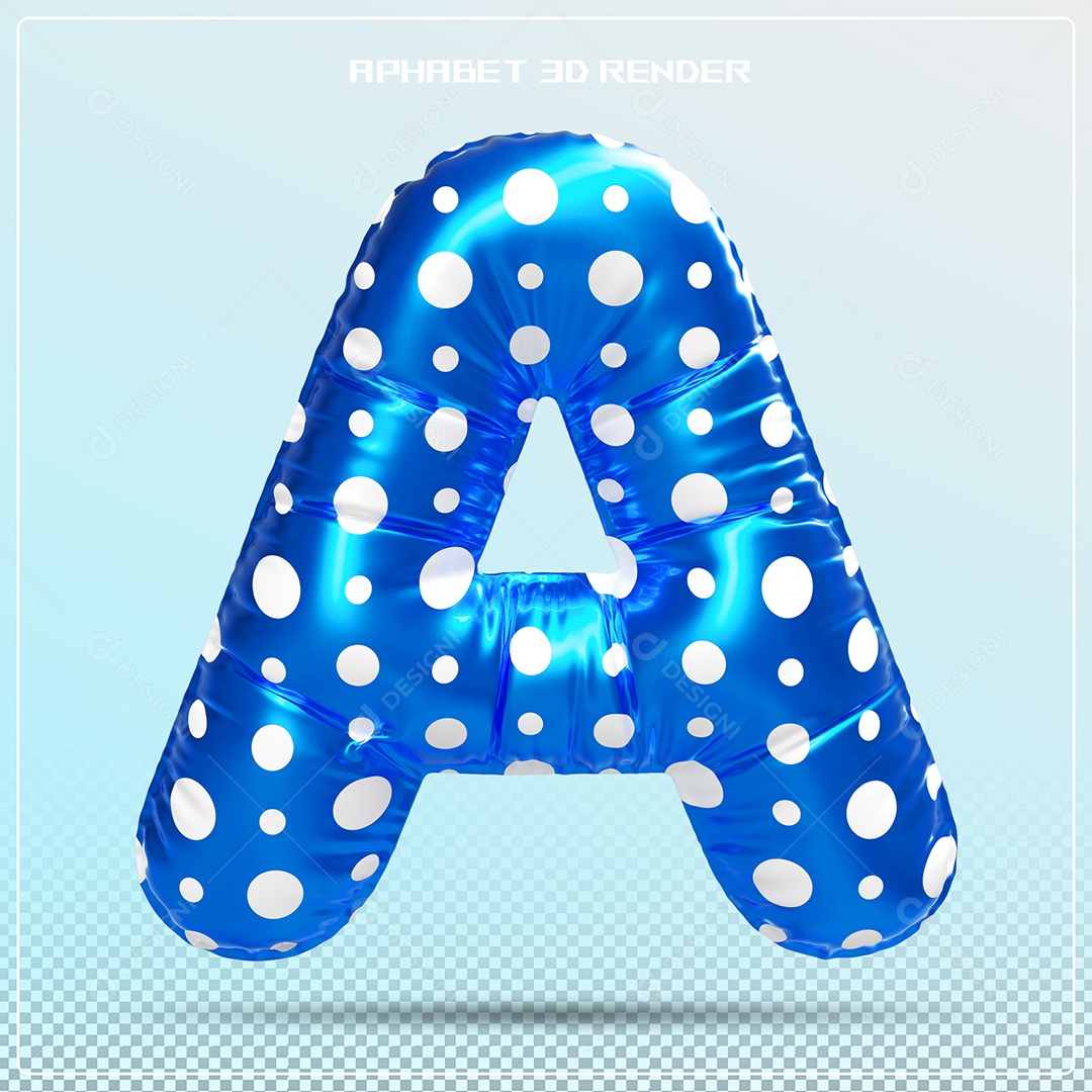 Letra 3D A Balão Azul Para Composição PSD