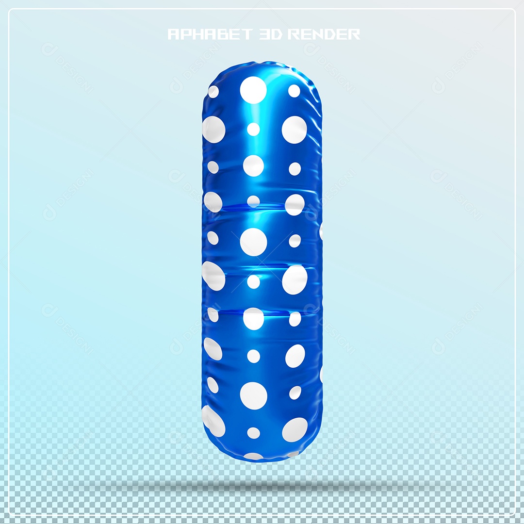 Letra 3D I Balão Azul Para Composição PSD