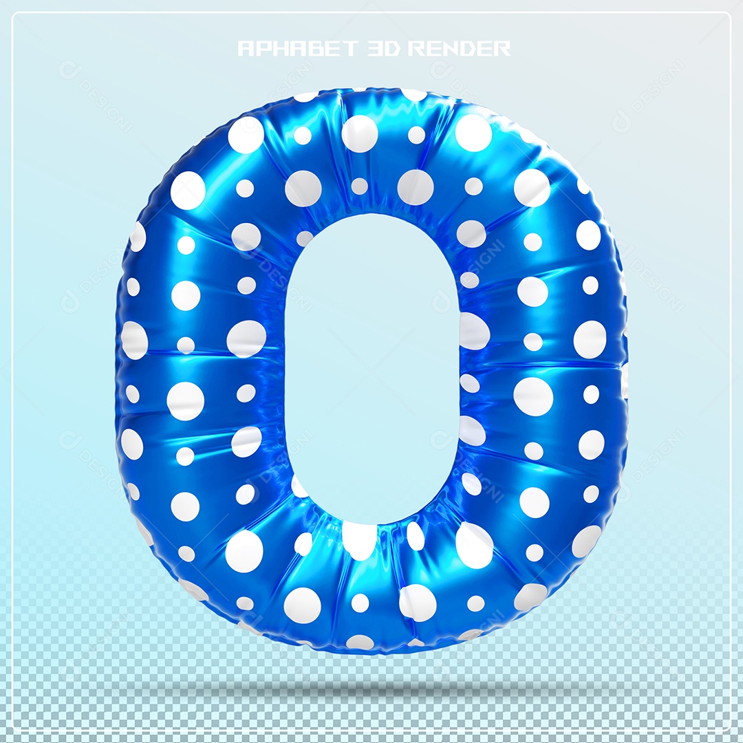 Letra 3D O Balão Azul Para Composição PSD