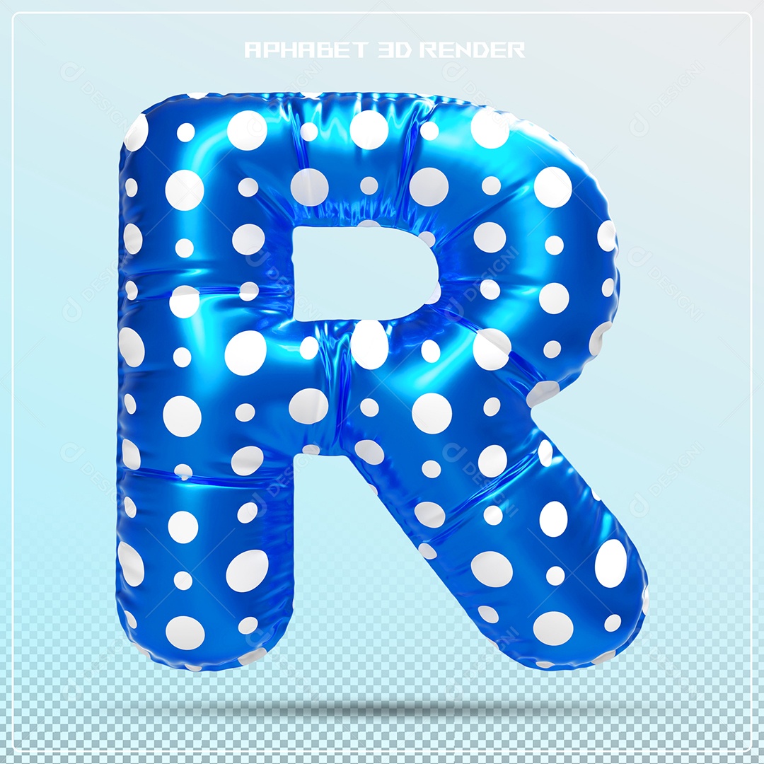 Letra 3D R Balão Azul Para Composição PSD