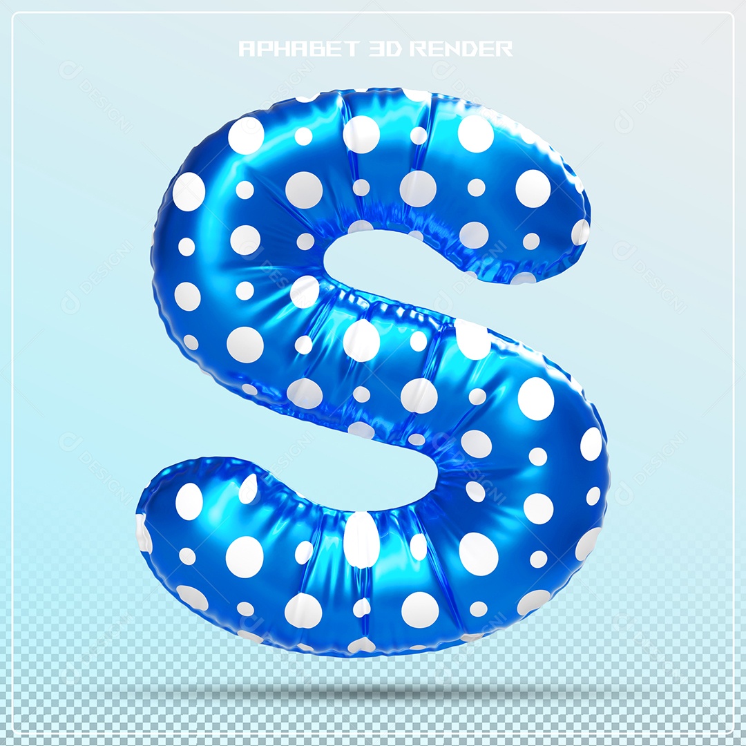 Letra 3D S Balão Azul Para Composição PSD