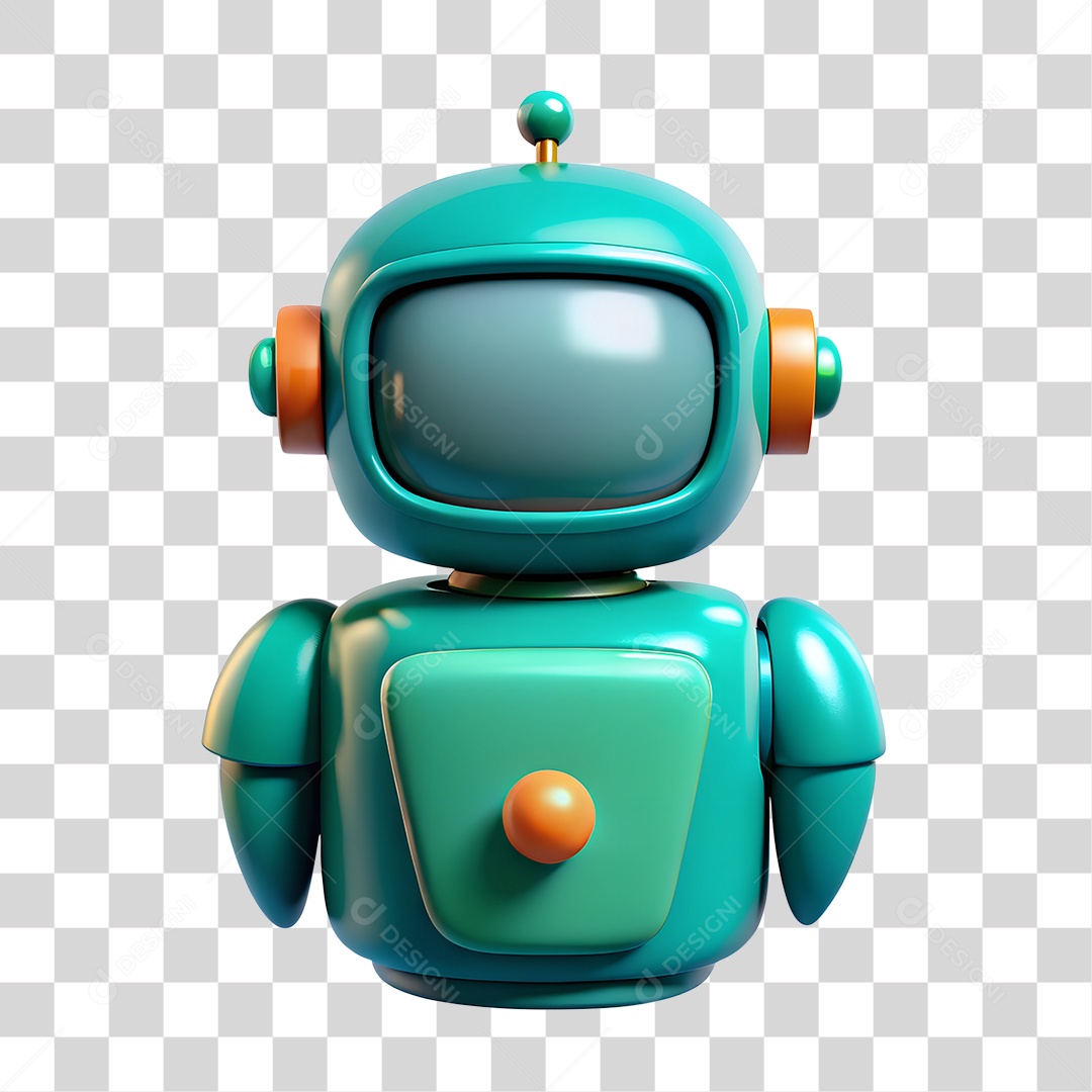 Elemento 3D Ícone Robô PNG Transparente